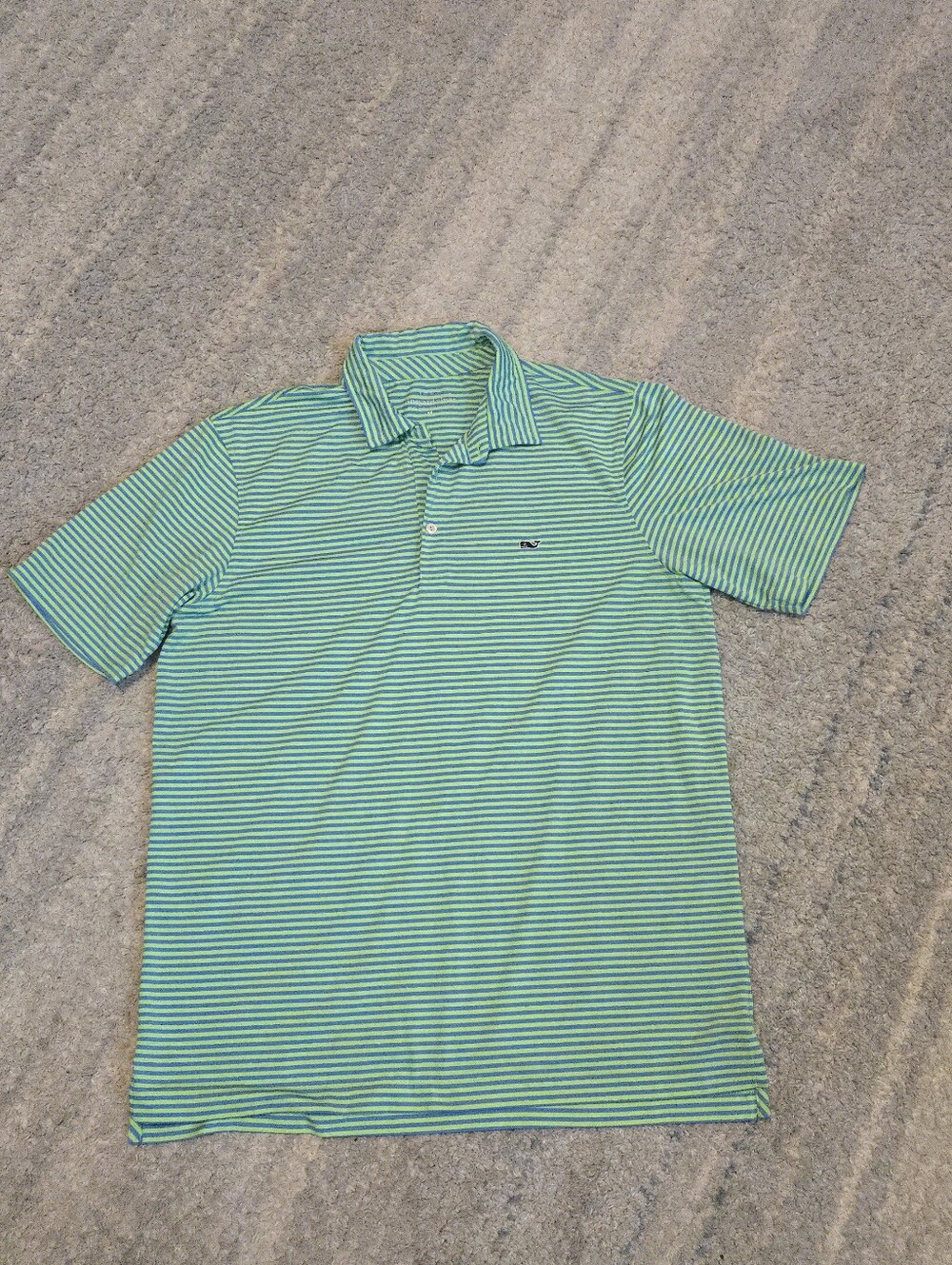 Vineyard Vines Men's Size M Performance Polo Shirt Blue Green Striped Short Slee